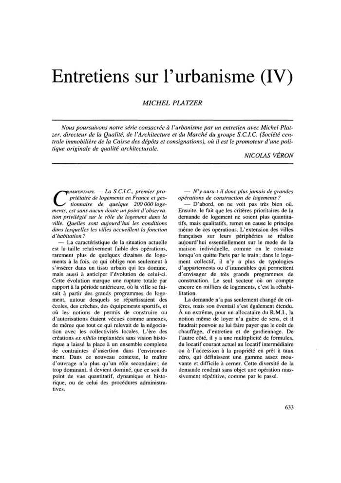 Entretiens sur l’urbanisme (IV)
 – page 1