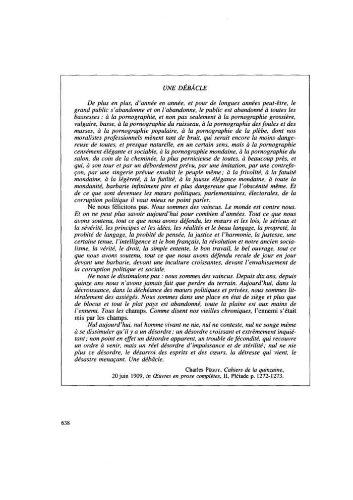 UNE DÉBÂCLE
 – page 1