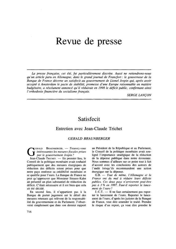 Revue de presse
 – page 1