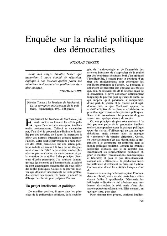 Enquête sur la réalité politique des démocraties
 – page 1