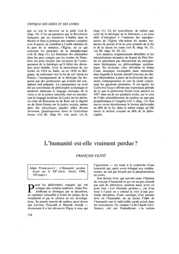 L’humanité est-elle vraiment perdue ?
 – page 1