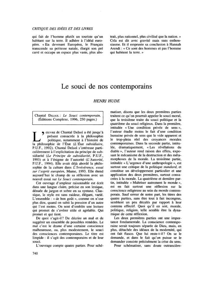 Le souci de nos contemporains
 – page 1