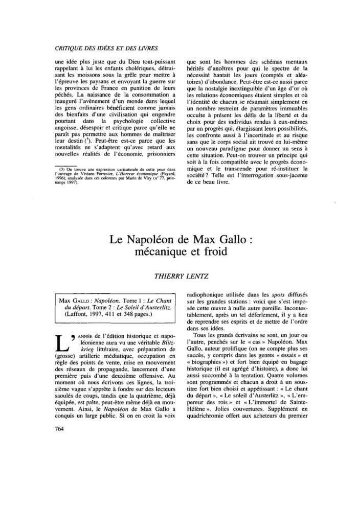 Le Napoléon de Max Gallo : mécanique et froid
 – page 1