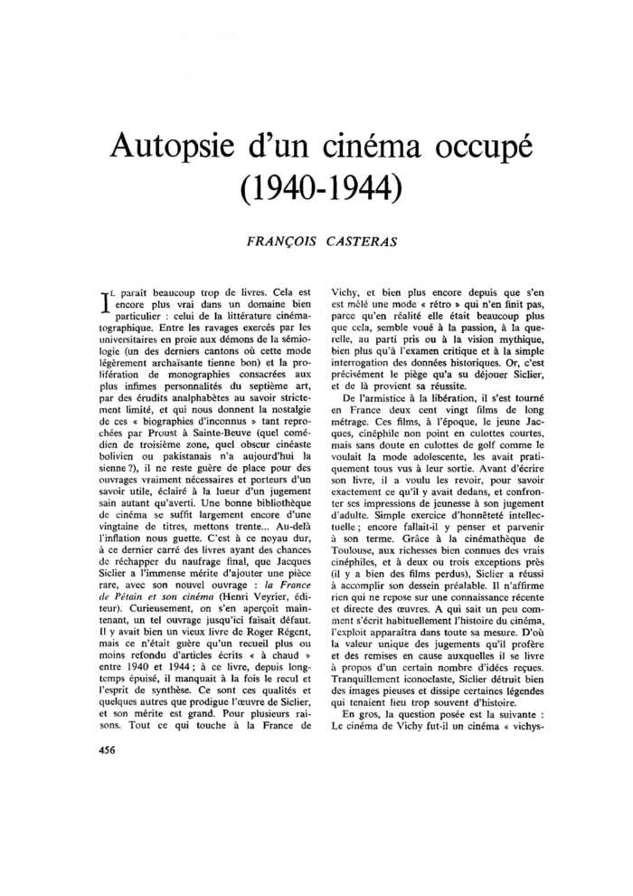 Autopsie d’un cinéma occupé (1940-1944)
 – page 1