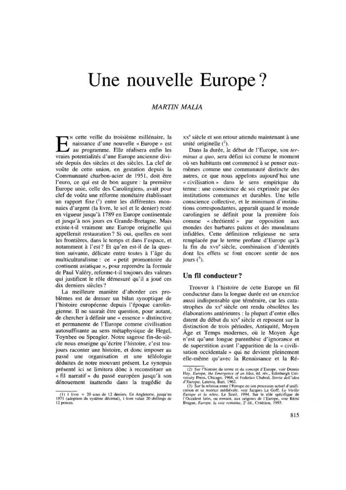 Une nouvelle Europe ?
 – page 1