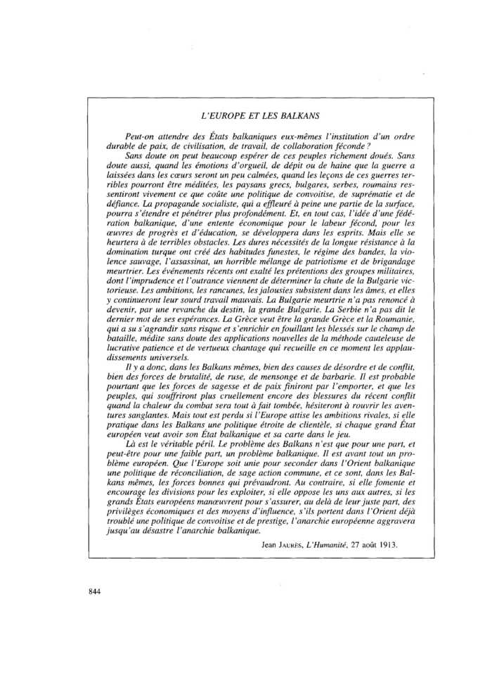 L’EUROPE ET LES BALKANS
 – page 1