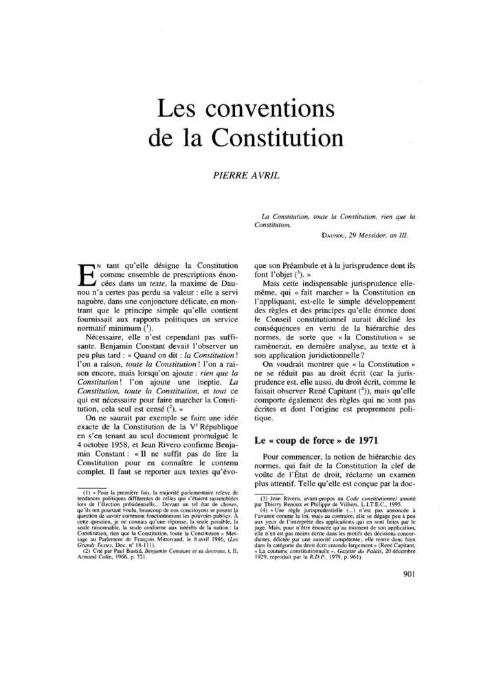 Les conventions de la Constitution
 – page 1