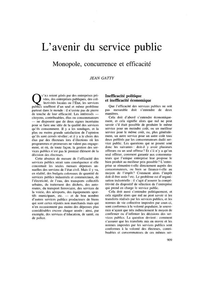 L’avenir du service public. Monopole, concurrence et efficacité
 – page 1
