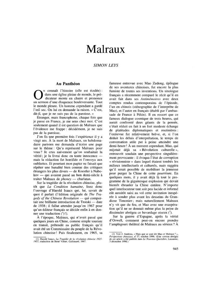 Malraux
 – page 1