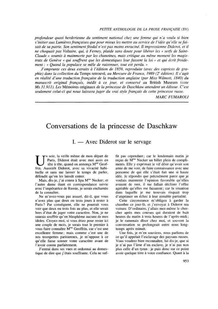 Conversations de la princesse de Daschkaw
 – page 1