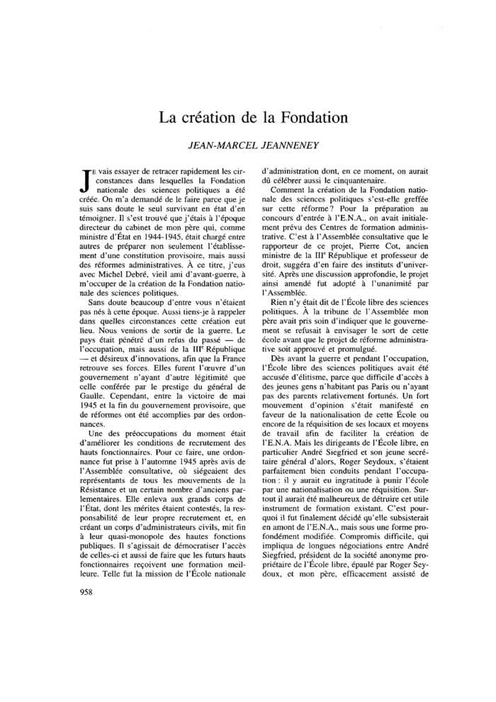 La création de la Fondation
 – page 1