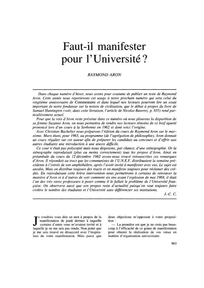 Faut-il manifester pour l’Université ?
 – page 1