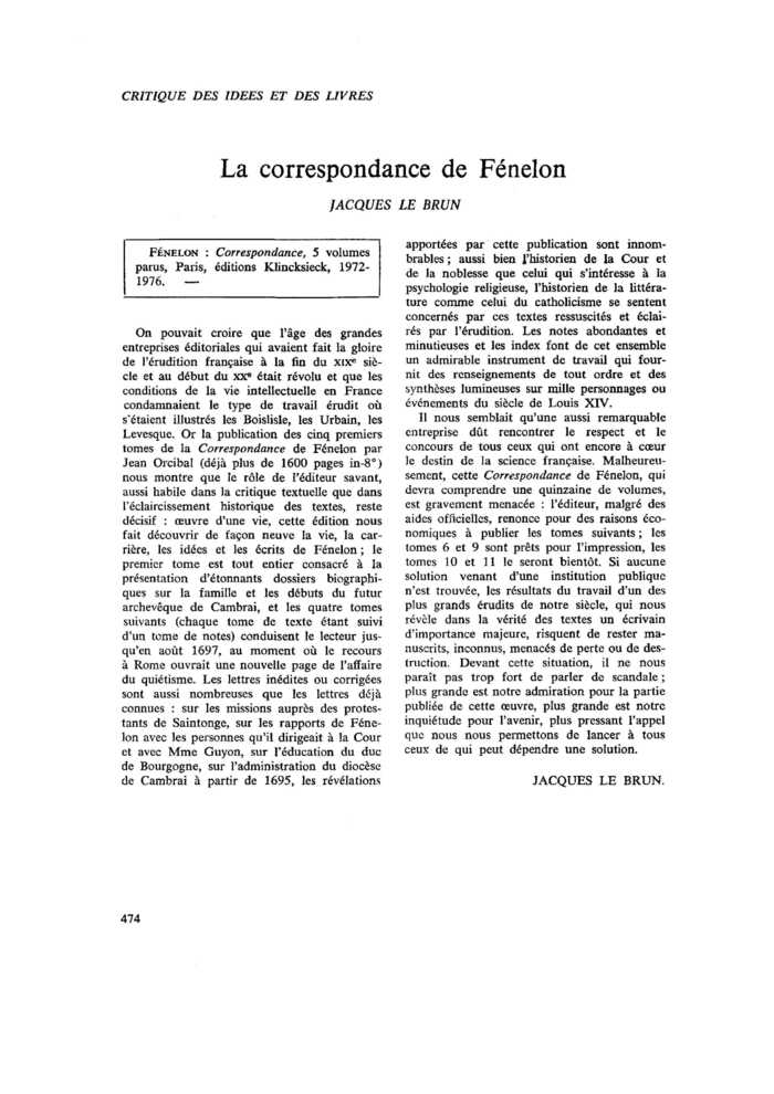 La correspondance de Fénelon
 – page 1