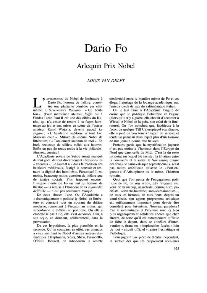 Dario Fo.Arlequin Prix Nobel
 – page 1