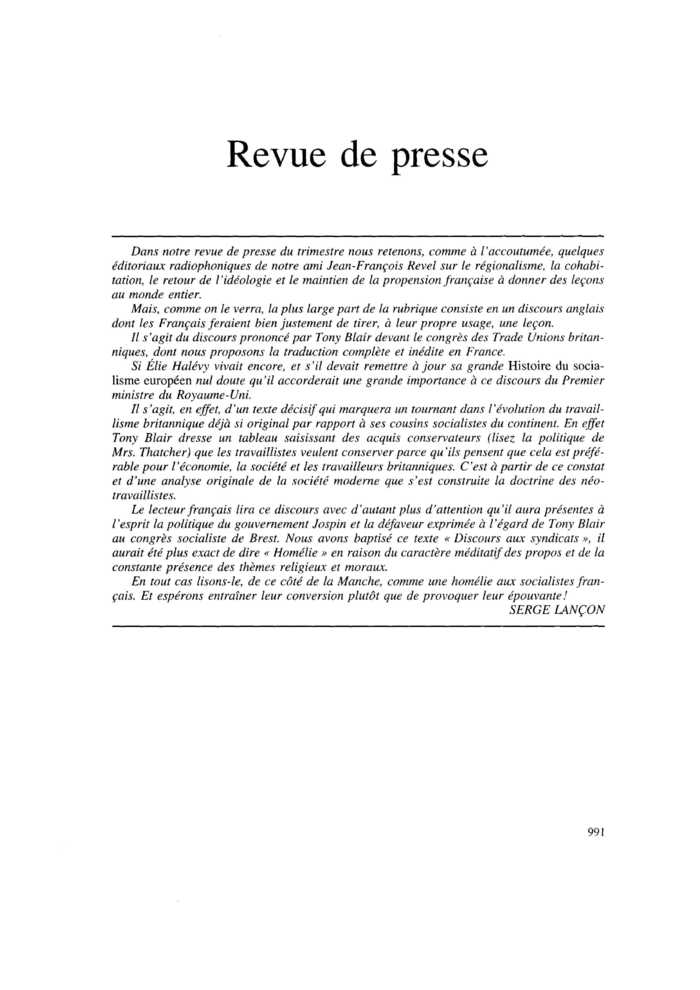 Revue de presse
 – page 1