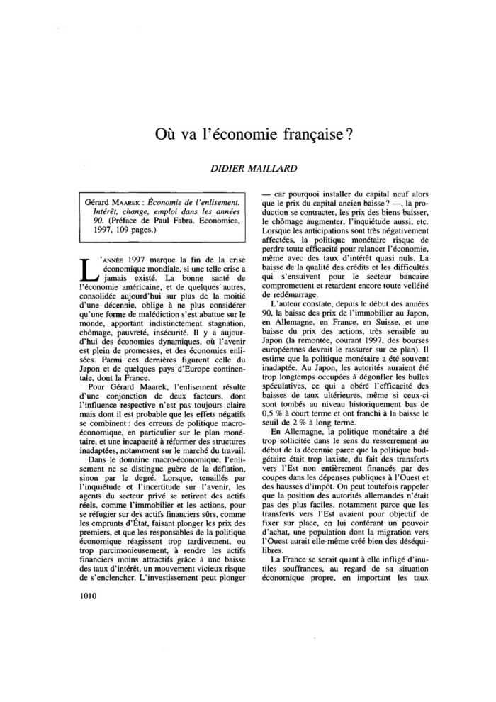Où va l’économie française ?
 – page 1