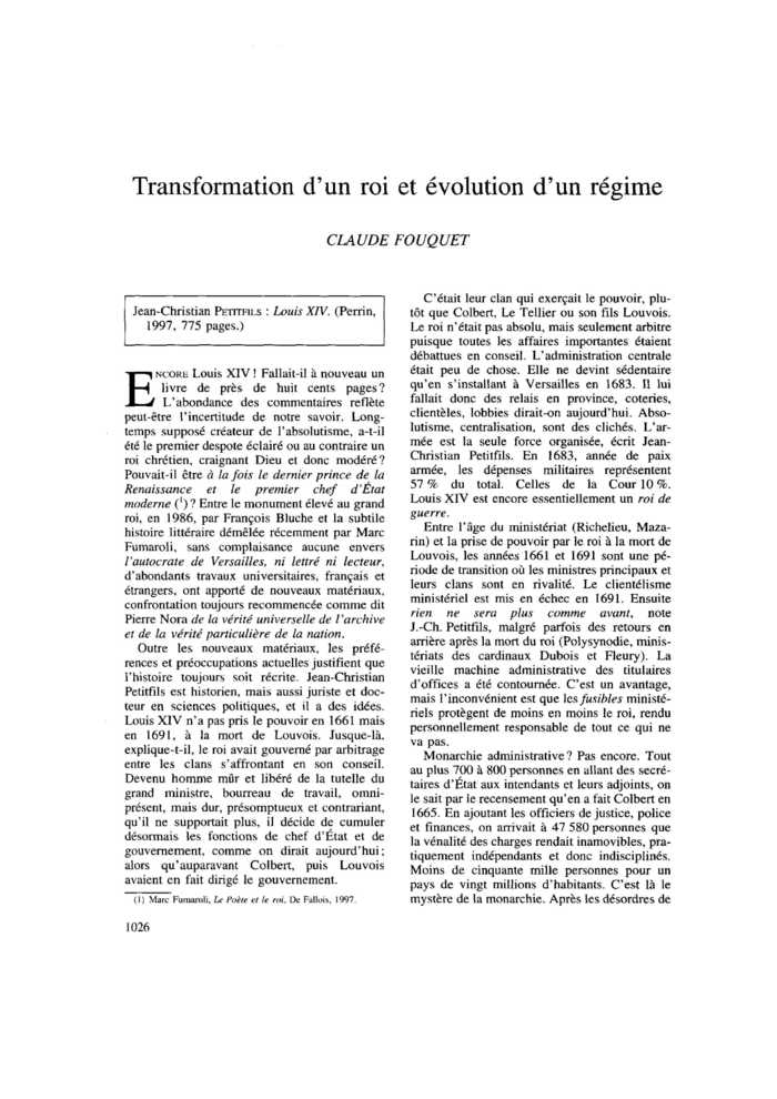 Transformation d’un roi et évolution d’un régime
 – page 1