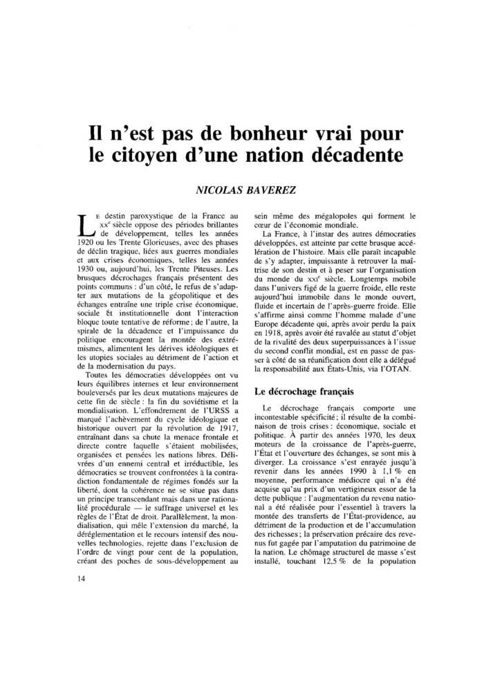 Il n’est pas de bonheur vrai pour le citoyen d’une nation décadente
 – page 1