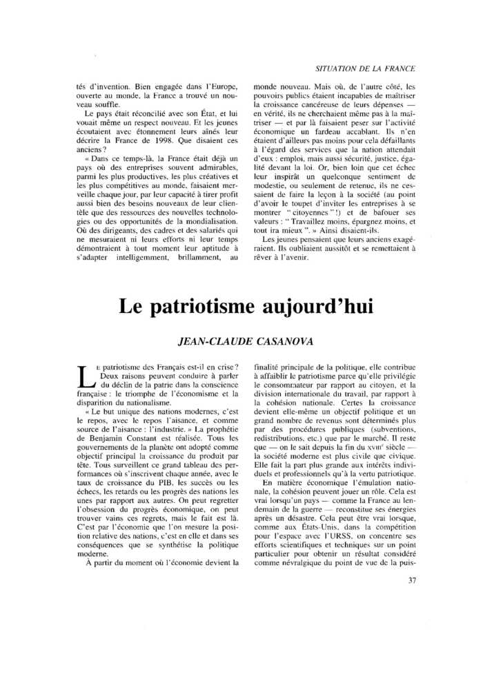 Le patriotisme aujourd’hui
 – page 1