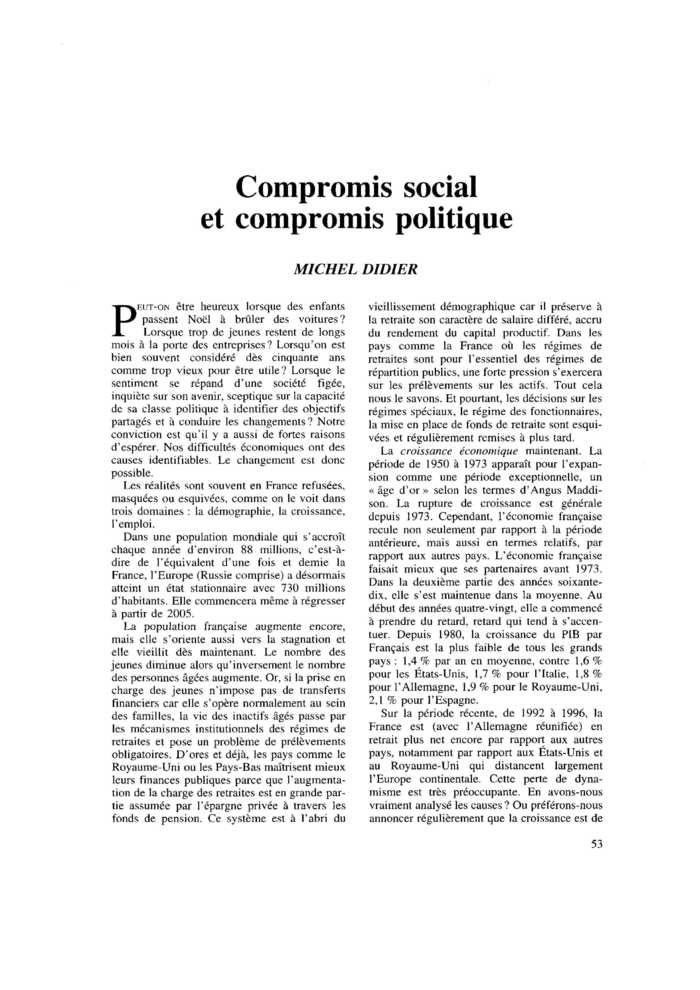 Compromis social et compromis politique
 – page 1