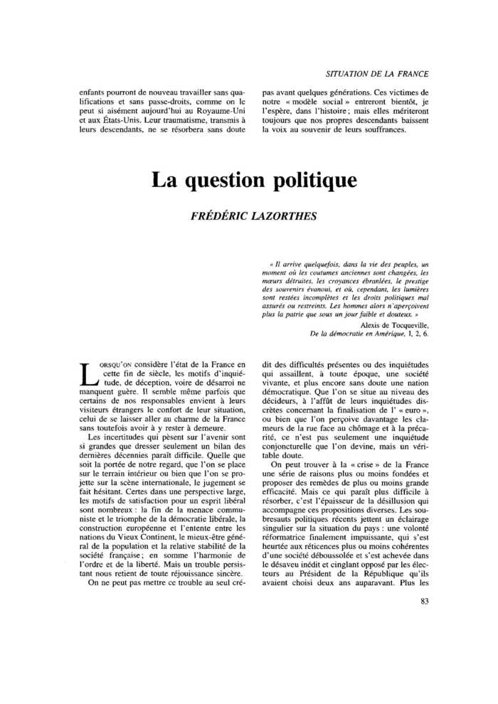 La question politique
 – page 1