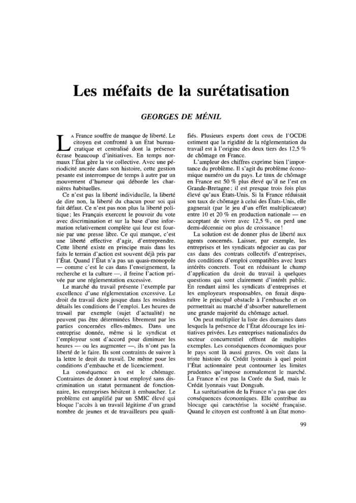 Les méfaits de la surétatisation
 – page 1