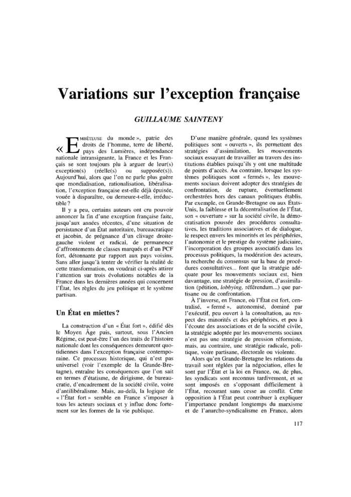 Variations sur l’exception française
 – page 1