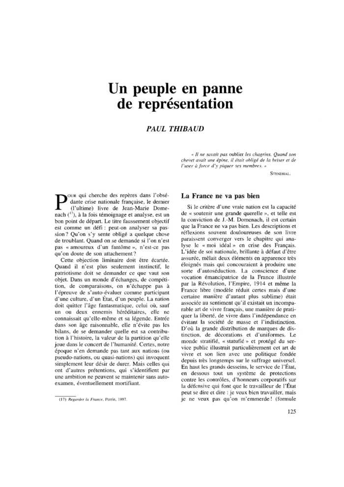 Un peuple en panne de représentation
 – page 1