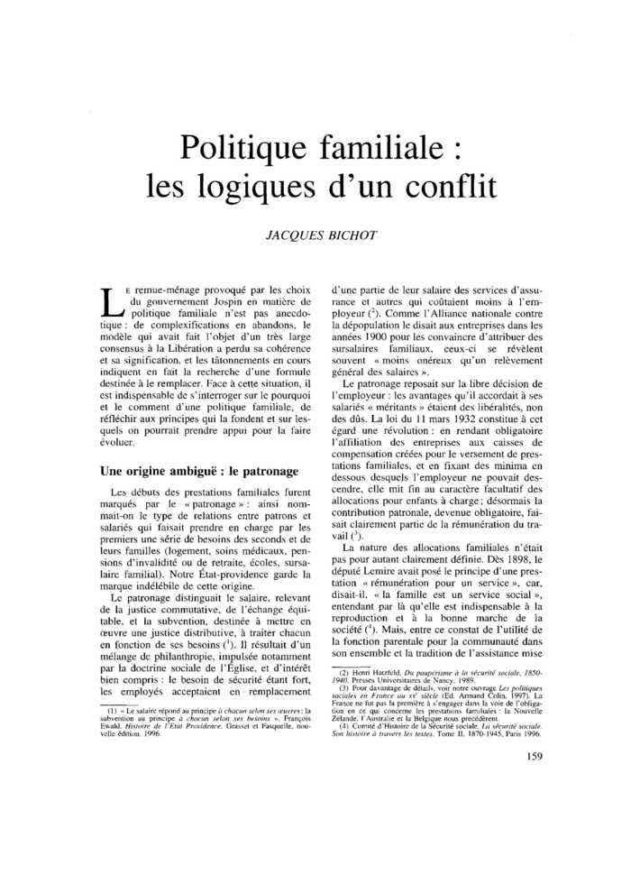 Politique familiale : les logiques d’un conflit
 – page 1