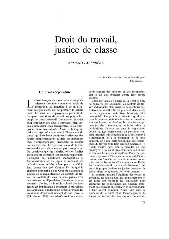 Droit du travail, justice de classe
 – page 1