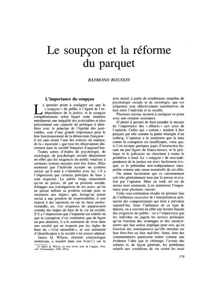 Le soupçon et la réforme du parquet
 – page 1