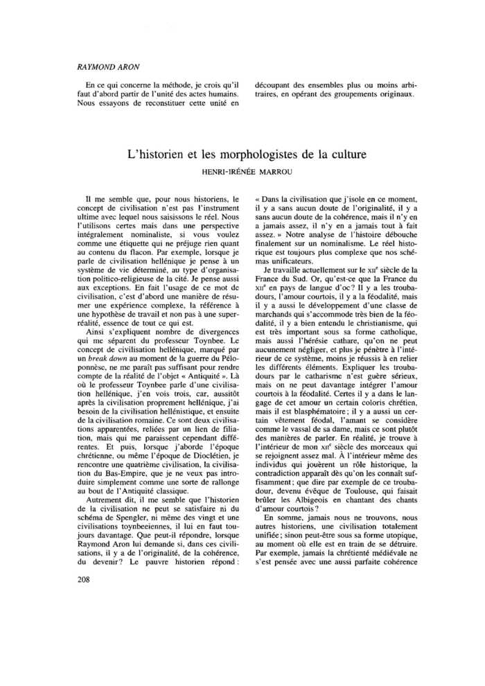 Unité et pluralité des civilisations : L’historien et les morphologistes de la culture
 – page 1