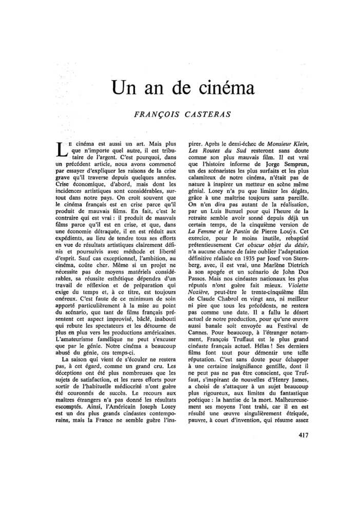 Un an de cinéma
 – page 1