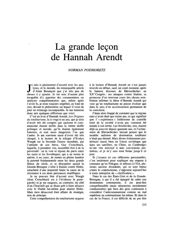 La grande leçon de Hannah Arendt
 – page 1