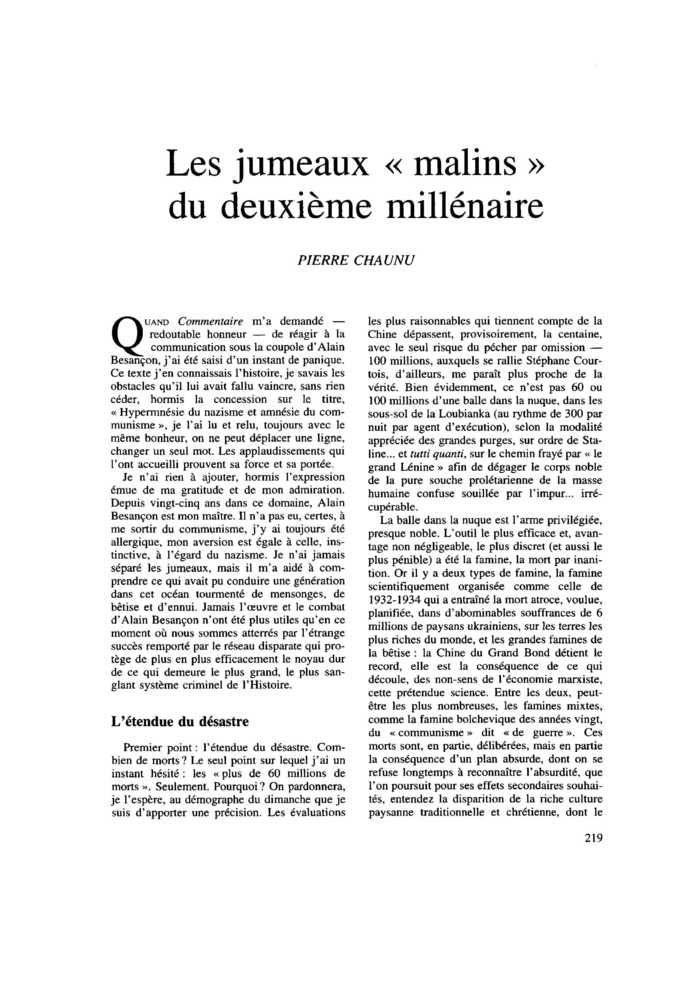 Les jumeaux « malins » du deuxième millénaire
 – page 1