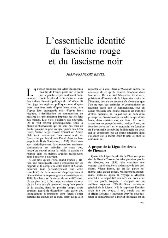 L’essentielle identité du fascisme rouge et du fascisme noir
 – page 1