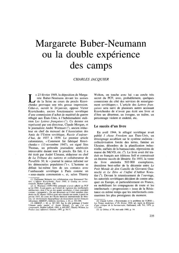 Margarete Buber-Neumann ou la double expérience des camps
 – page 1