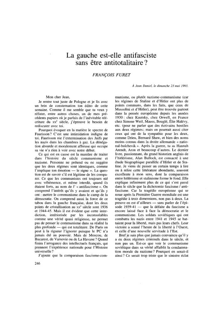 La gauche, le communisme et le nazisme : La gauche est-elle antifasciste sans être antitotalitaire ?
 – page 1