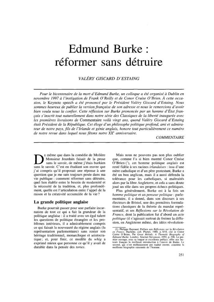 Edmund Burke : réformer sans détruire
 – page 1