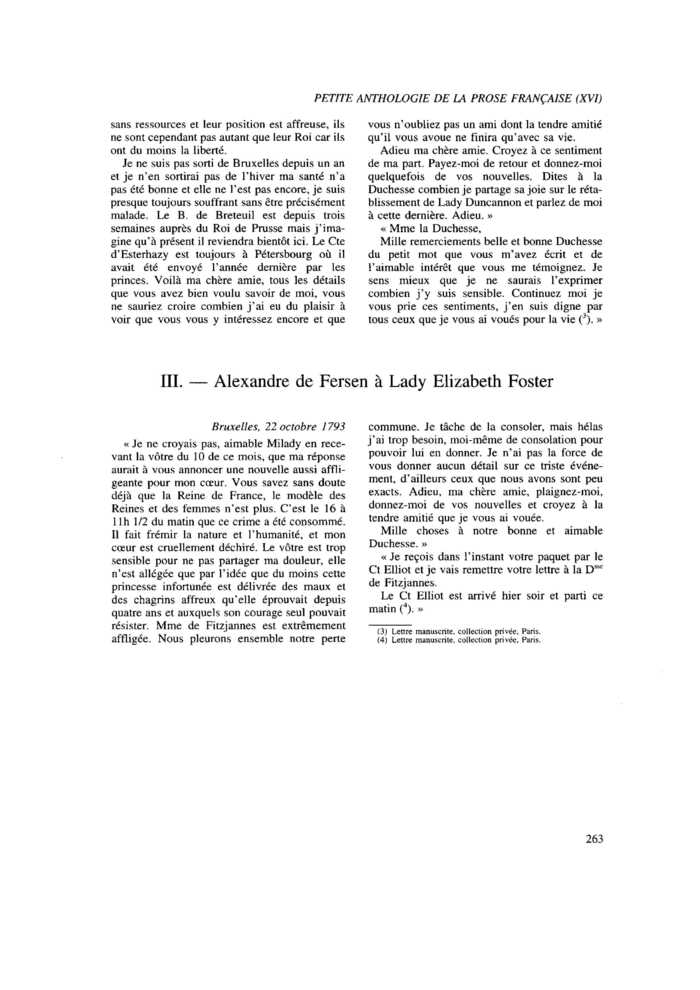 III. Alexandre de Fersen à Lady Elizabeth Foster
 – page 1