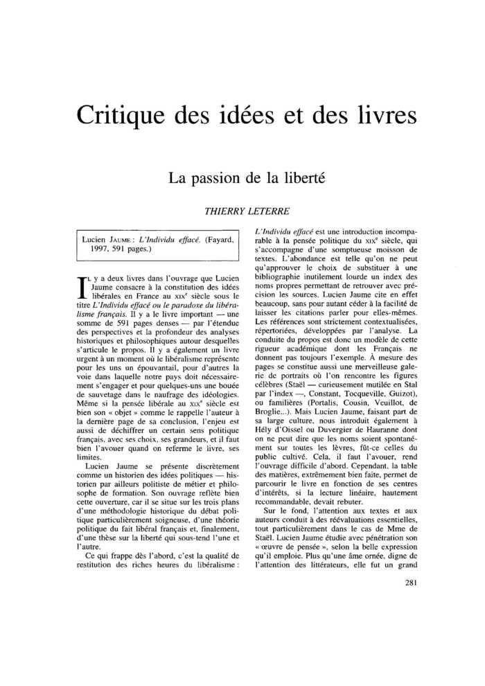 La passion de la liberté
 – page 1
