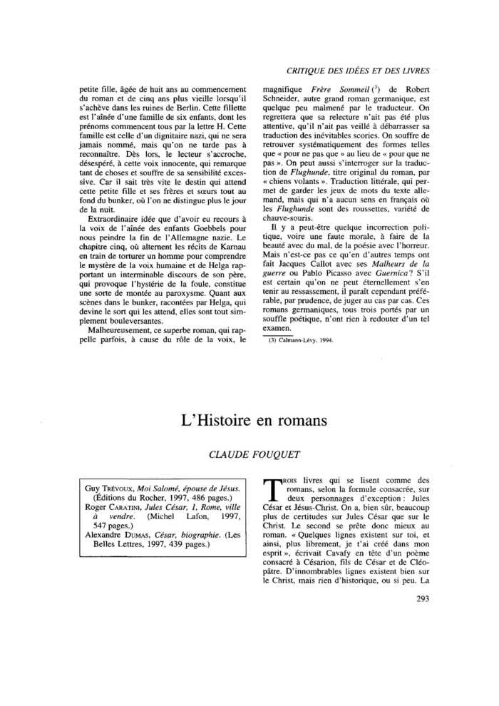 L’Histoire en romans
 – page 1