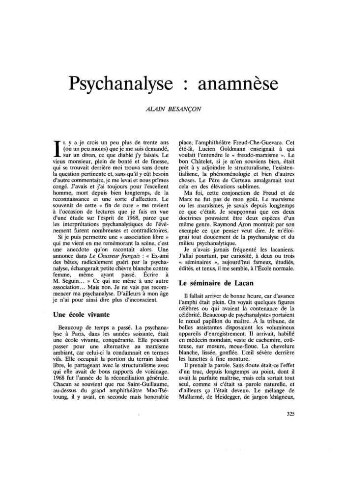 Psychanalyse : anamnèse
 – page 1