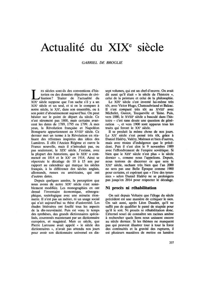 Actualité du XIXe siècle
 – page 1