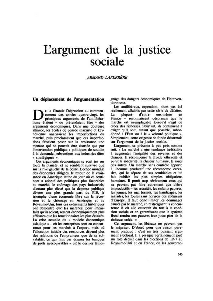 L’argument de la justice sociale
 – page 1