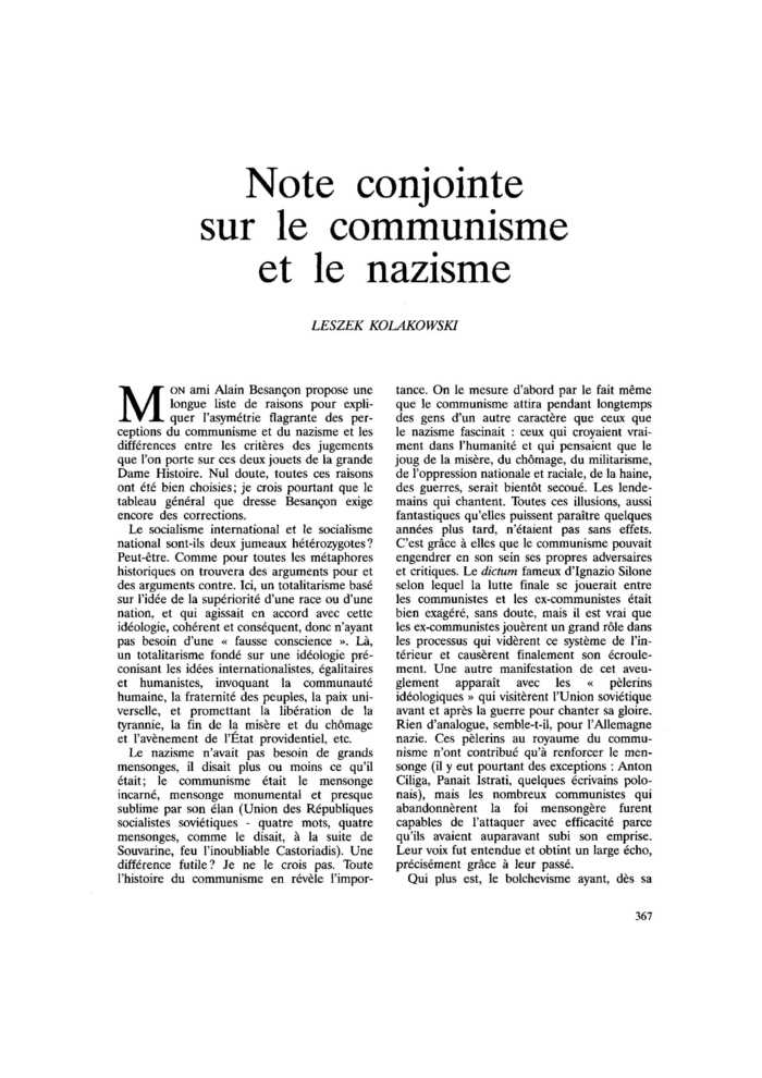 Note conjointe sur le communisme et le nazisme
 – page 1