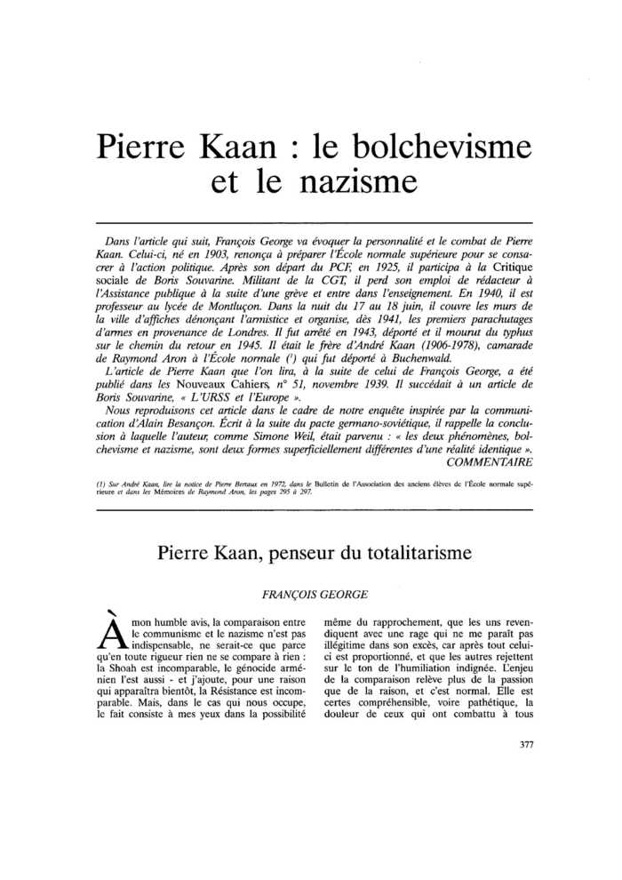 Pierre Kaan : le bolchevisme et le nazisme
 – page 1