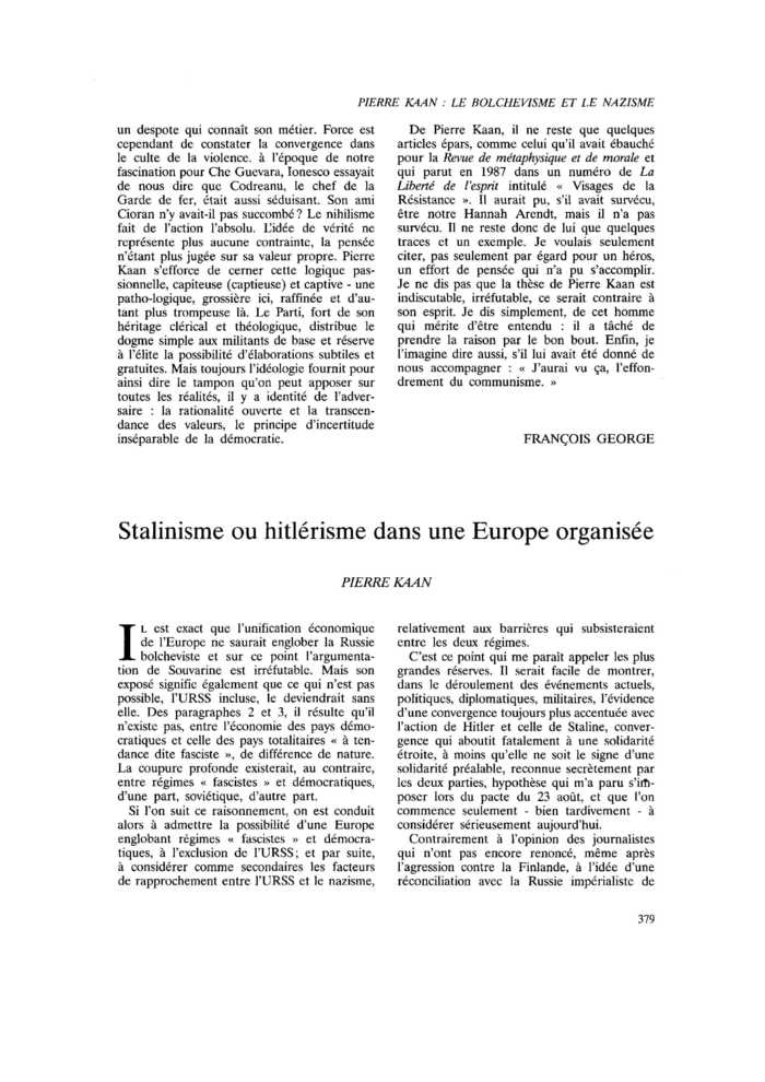 Stalinisme ou hitlérisme dans une Europe organisée
 – page 1