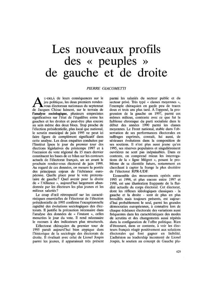 Les nouveaux profils des « peuples » de gauche et de droite
 – page 1