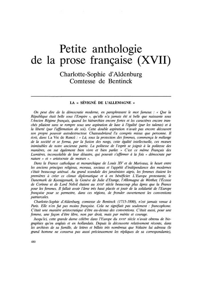 LA « SÉVIGNÉ DE L’ALLEMAGNE »
 – page 1